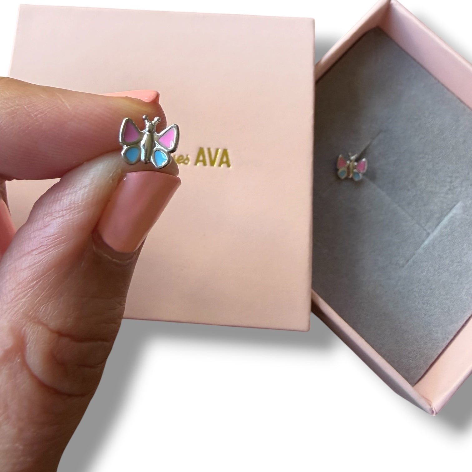 Becca Solid Gold Enamel Butterfly Studs - Caesar Loves Ava