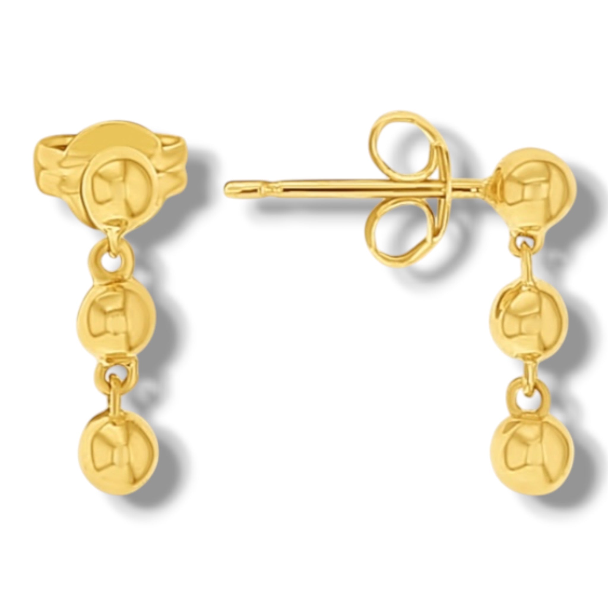 Tati Solid Gold Triple Ball Drop Earrings