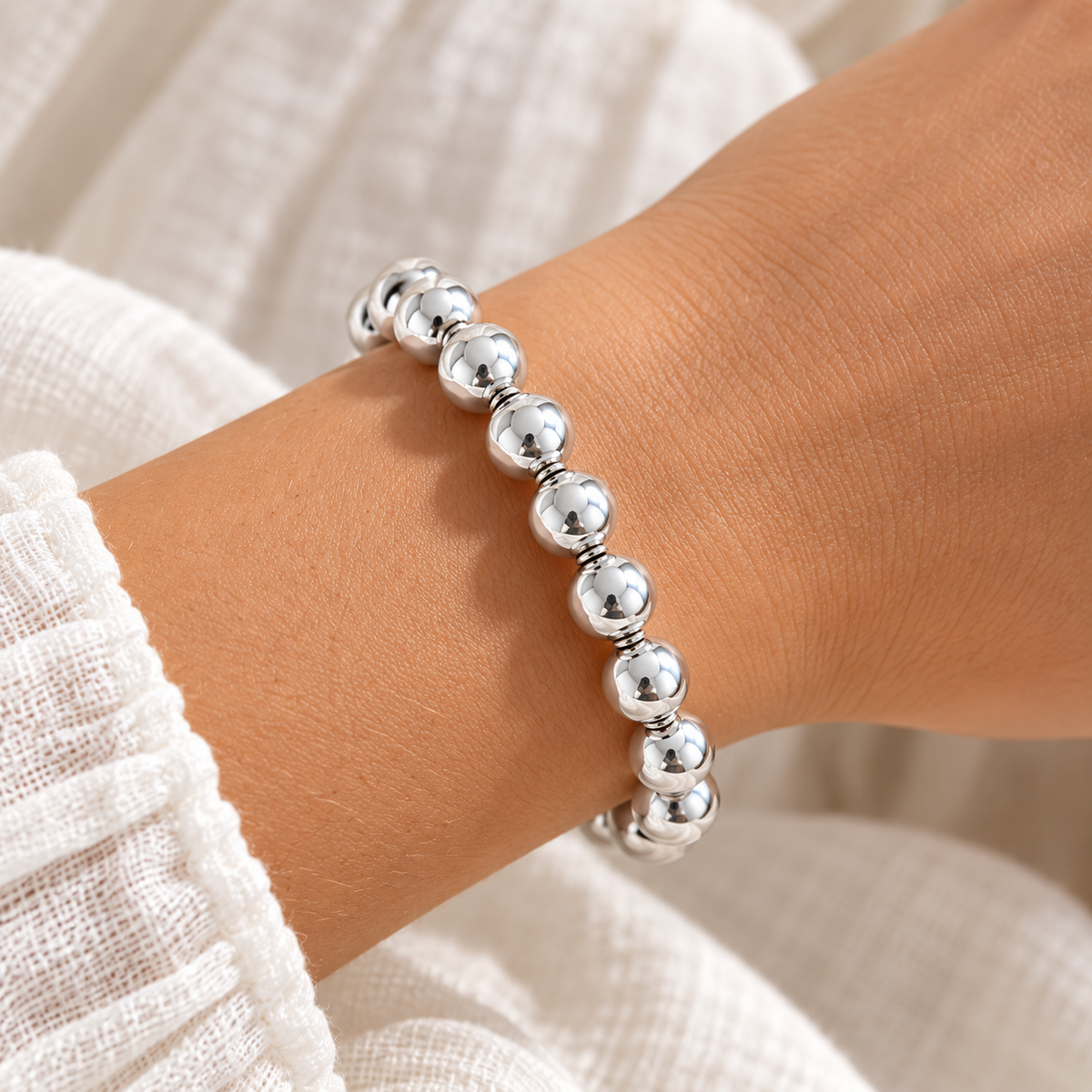 Alba Sterling Silver 8mm Ball Bracelet
