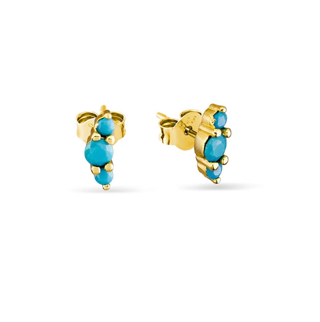 Ariel Gold Plated Sterling Silver and Turquoise Ear Climber Studs - Caesar Loves Ava