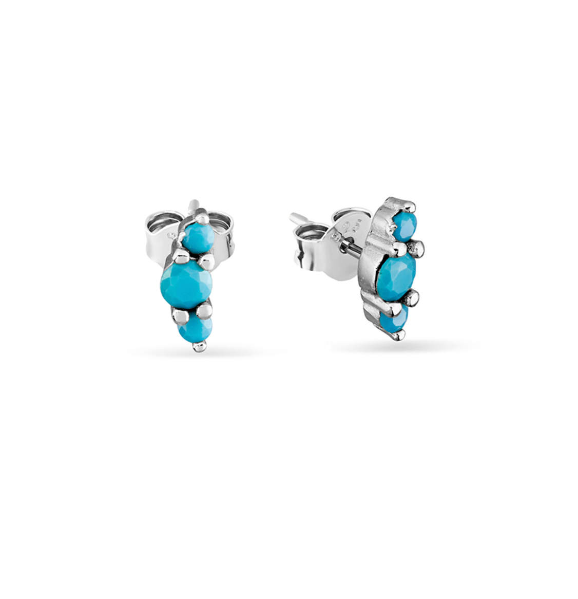 Ariel Gold Plated Sterling Silver and Turquoise Ear Climber Studs - Caesar Loves Ava