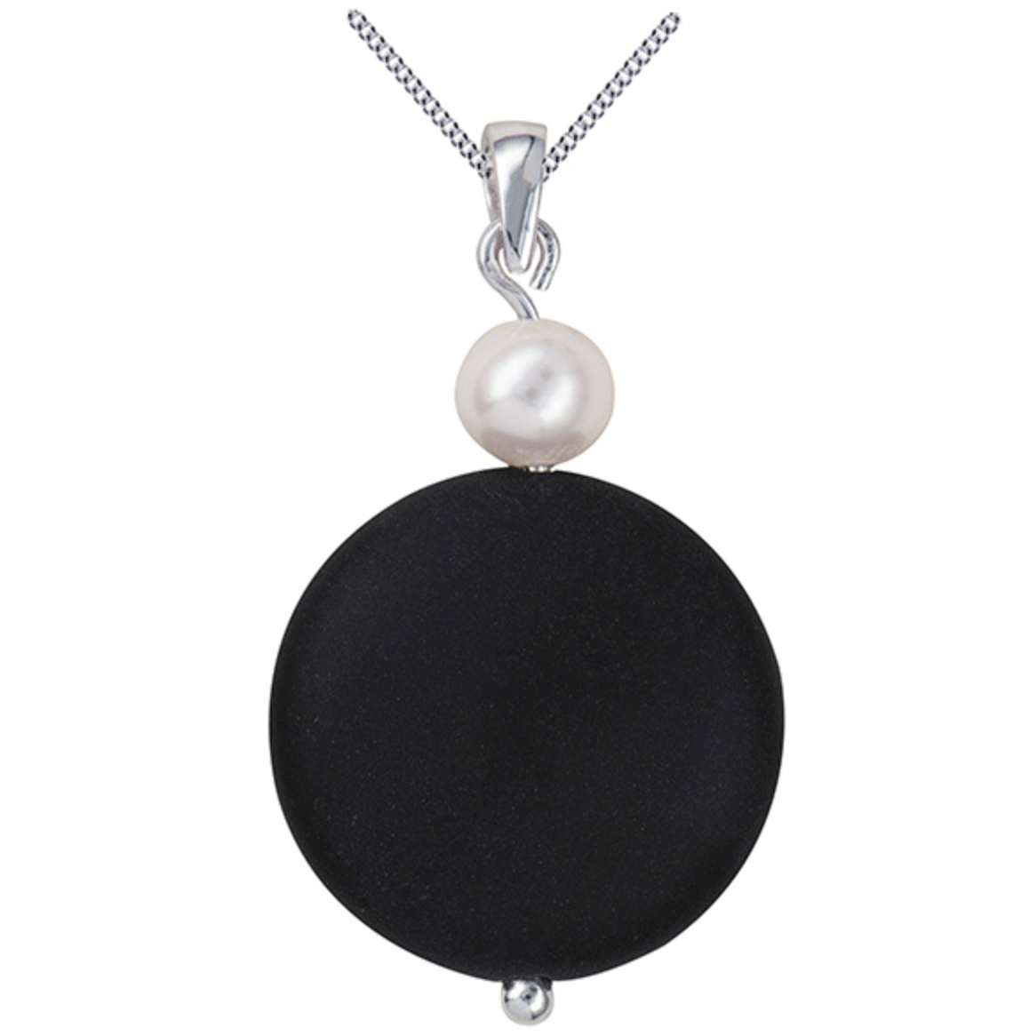 Olivia Sterling Silver, Onyx and Pearl Necklace - Caesar Loves Ava