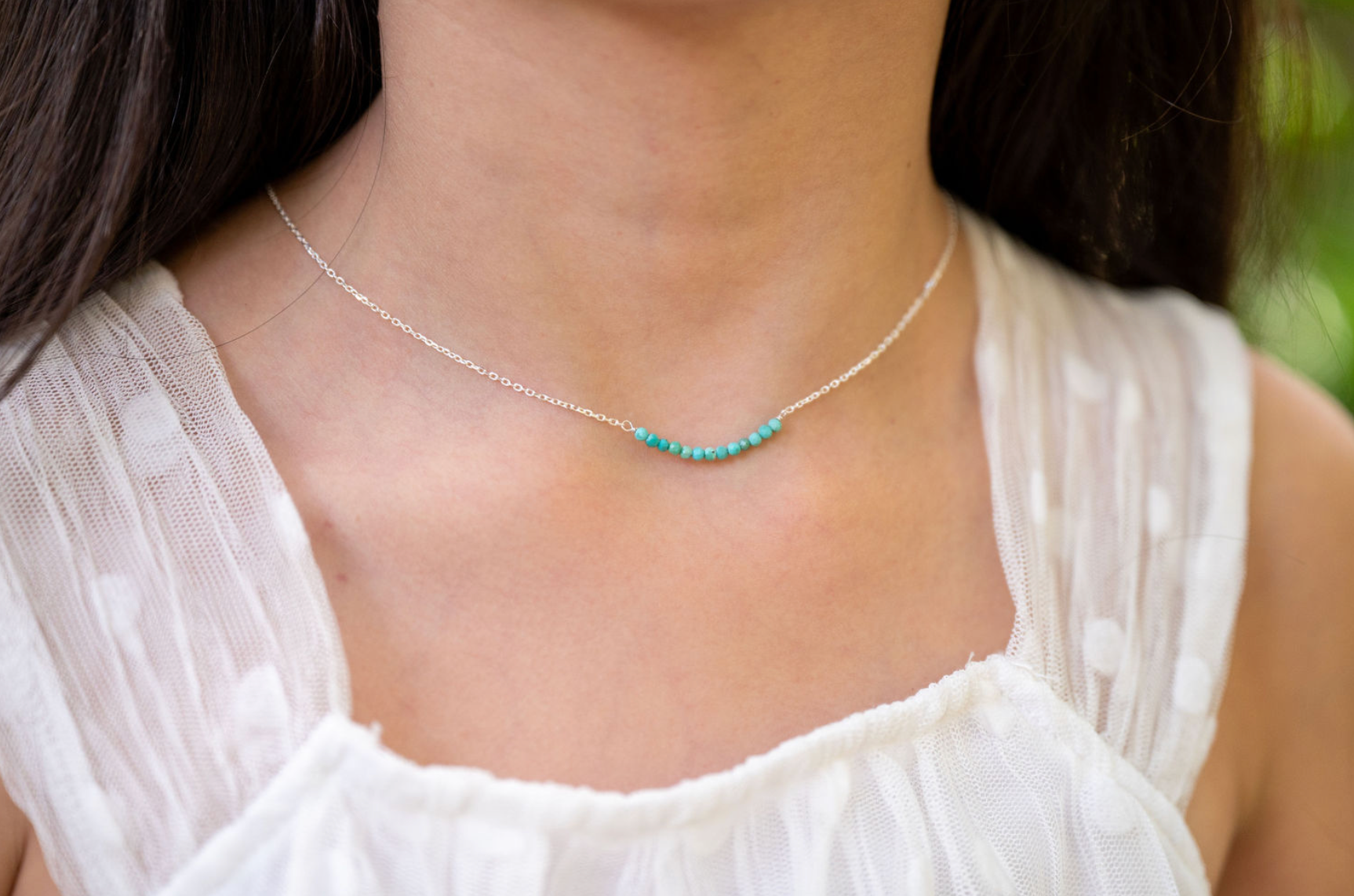 Kristine Sterling Silver Gemstone Bar Necklace - Caesar Loves Ava