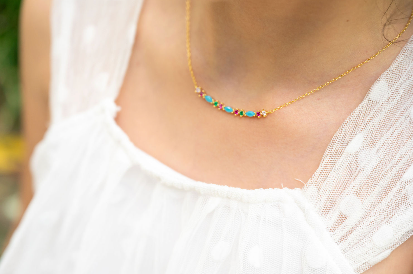 Isolde Gold Plated Silver Multi-Coloured Bar Necklace - Caesar Loves Ava