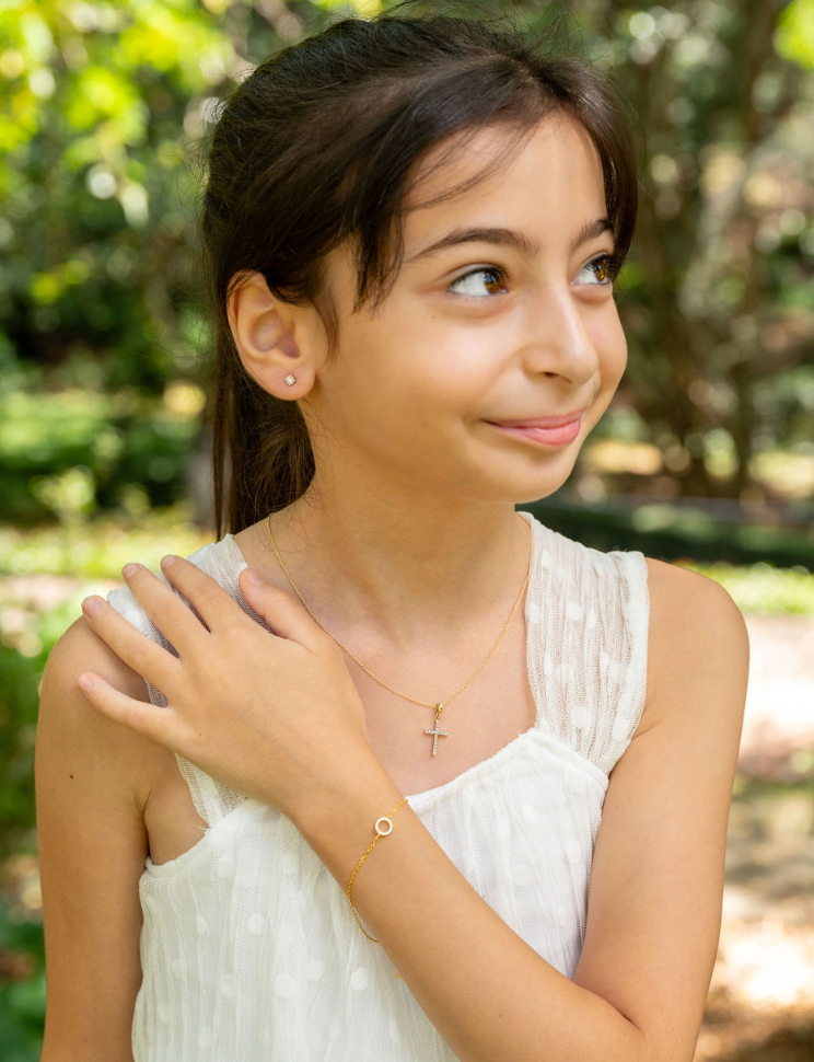Zara Sterling Silver and Gold Plated Silver Sparkling Circle of Life Bracelet - Caesar Loves Ava