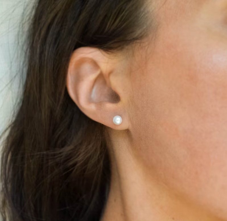 Enya Sterling Silver and Freshwater Pearl Stud Earrings - Caesar Loves Ava