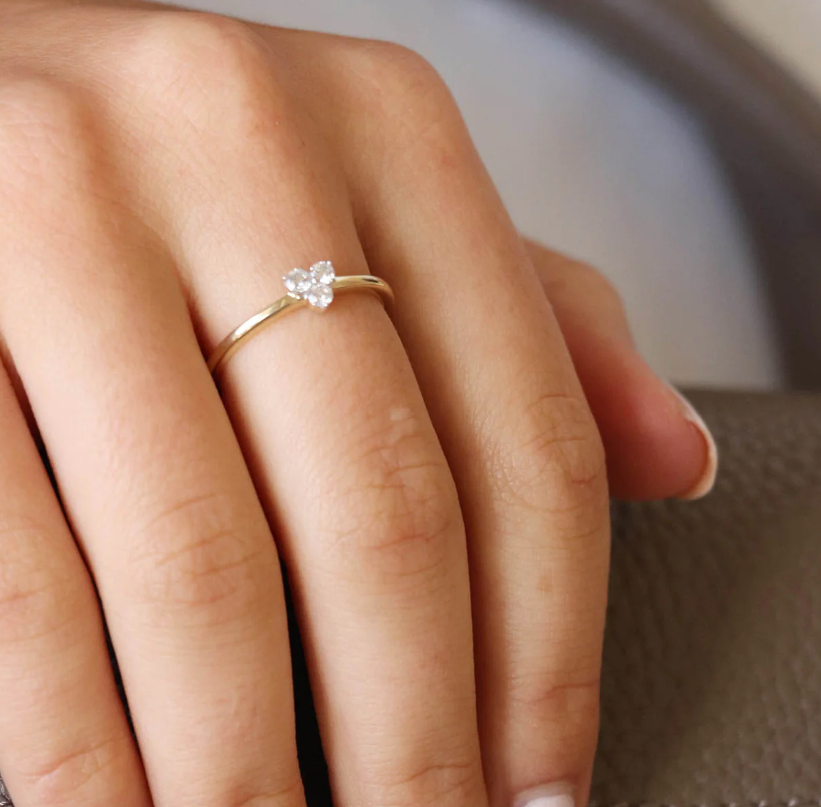 Sadie Solid Gold Trio Diamond Ring - Caesar Loves Ava