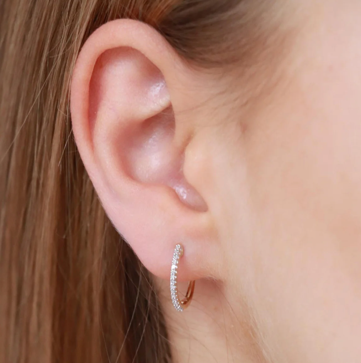 Helen Solid Gold and Diamond Hoop Earrings - Caesar Loves Ava