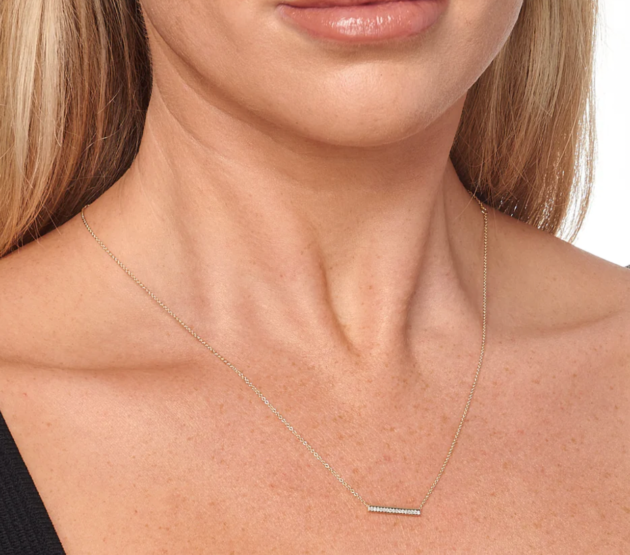 Mikayla Solid Gold and Diamond Bar Necklace - Caesar Loves Ava