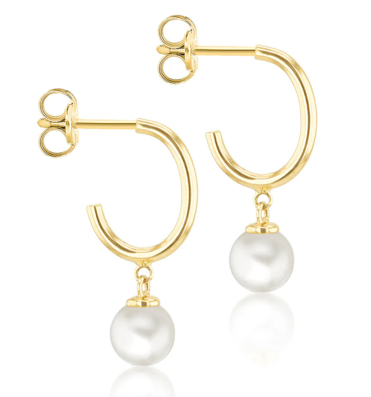 Delphine Solid Gold and Freshwater Pearl Hanging Earrings - Caesar Loves Ava