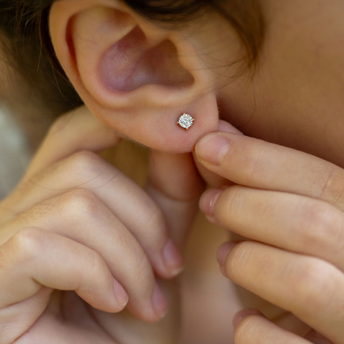 Selah Petite Solid Gold and 0.15 Carat Diamond Studs - Caesar Loves Ava