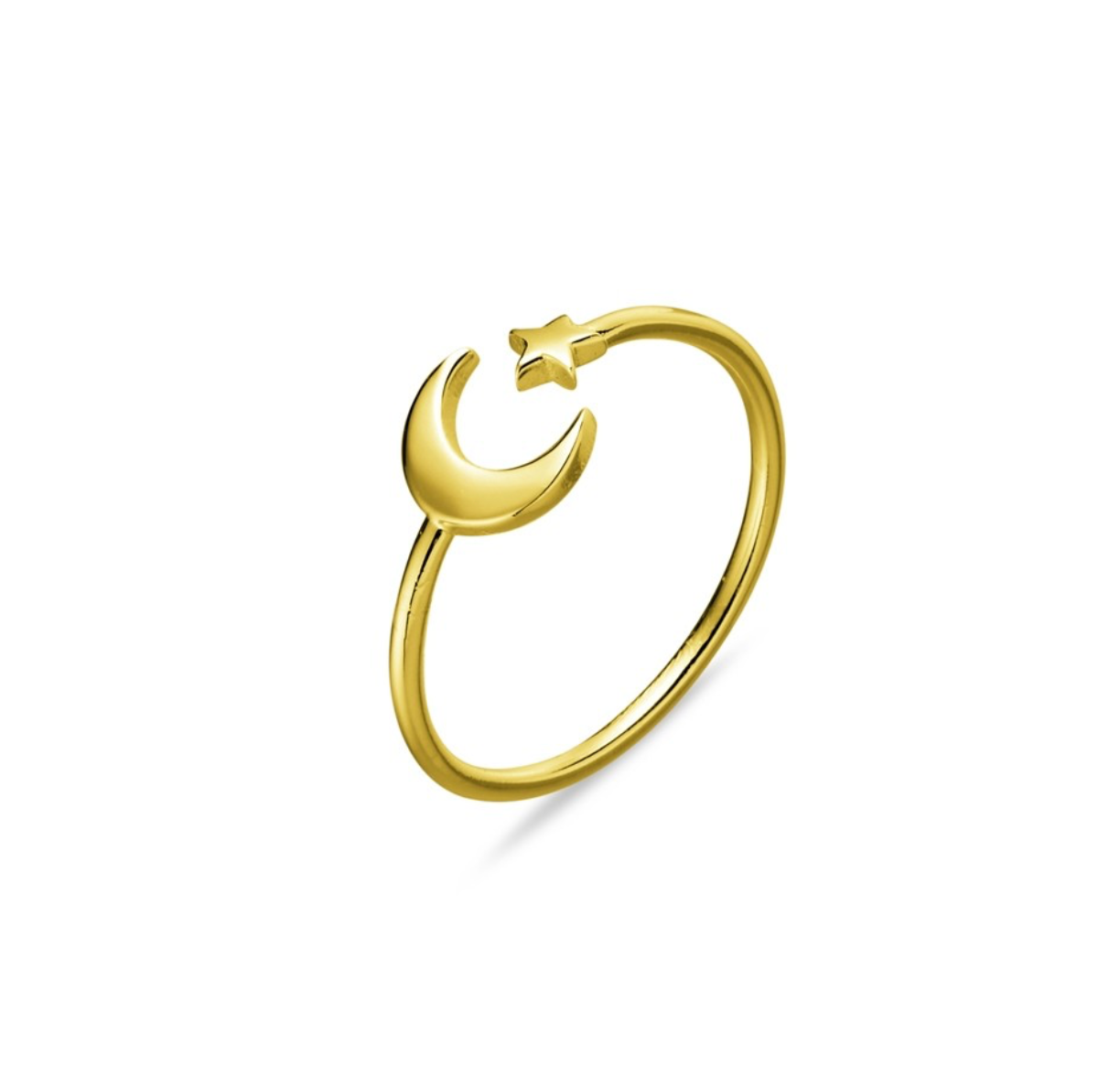 Danica Sterling Silver and Gold Plated Silver Open Star and Moon Ring - Caesar Loves Ava