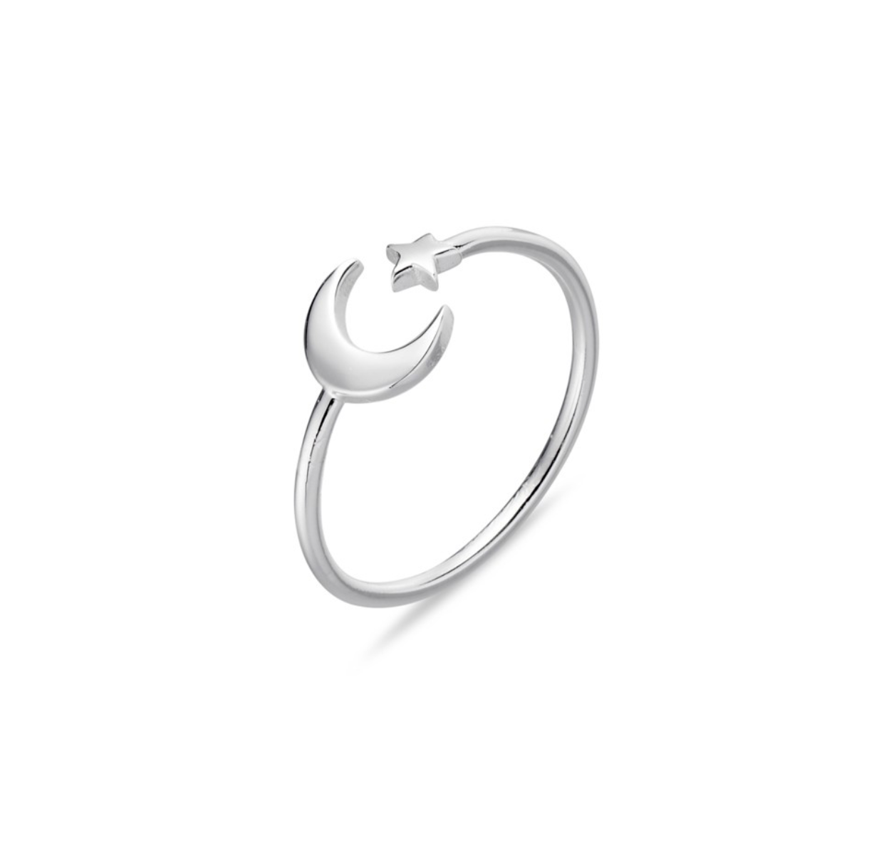 Danica Sterling Silver and Gold Plated Silver Open Star and Moon Ring - Caesar Loves Ava