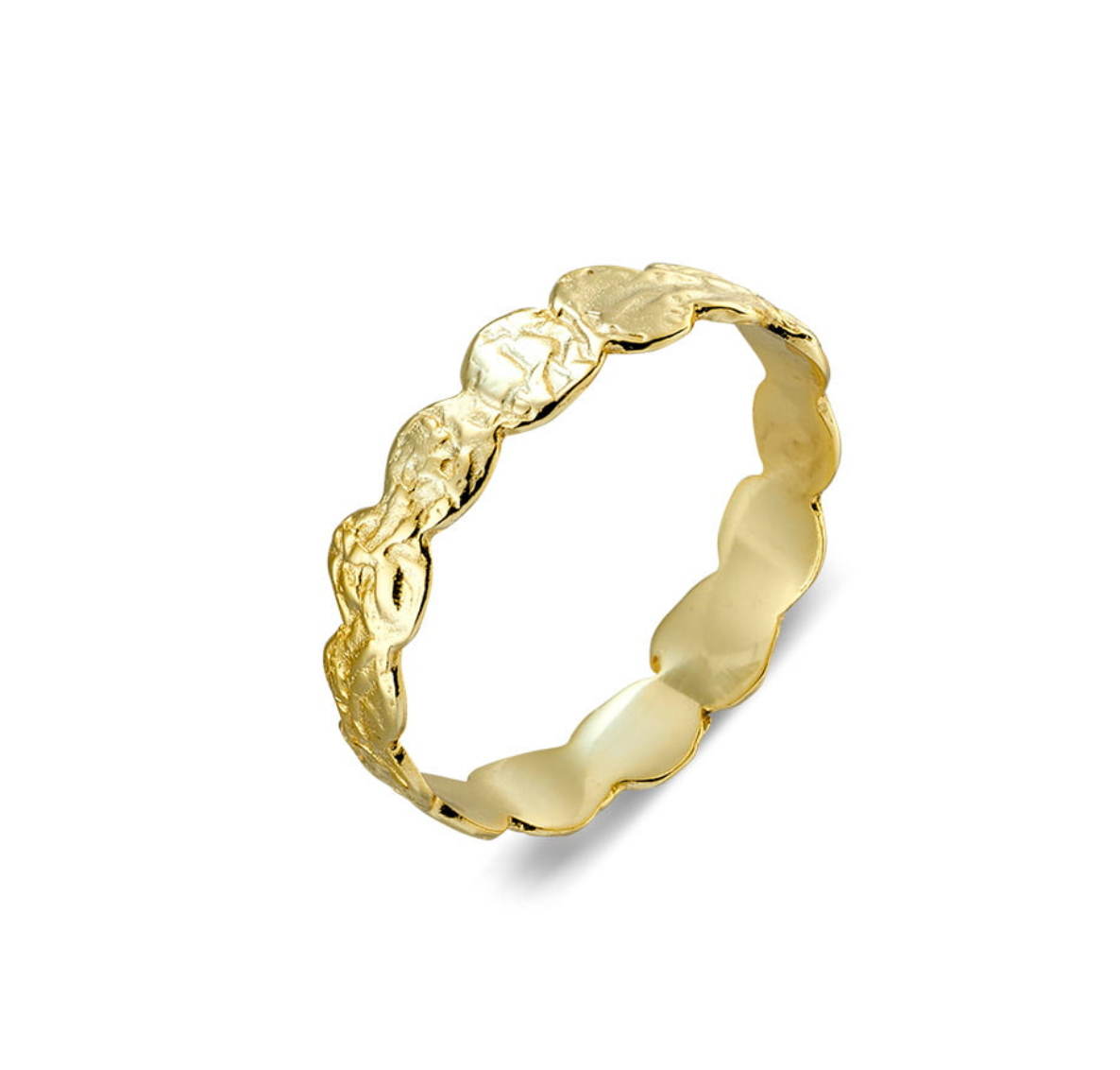 Emery Sterling Silver and Gold Plated Silver Hammered Band Ring - Caesar Loves Ava