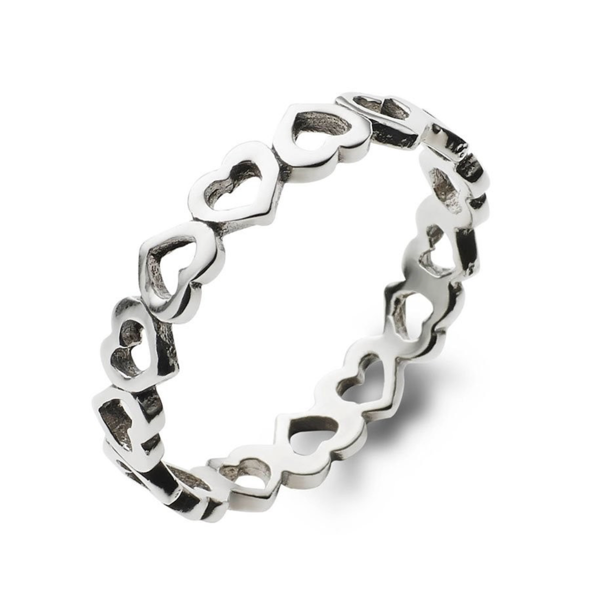 Emersyn Sterling Silver Open Heart Band Ring - Caesar Loves Ava