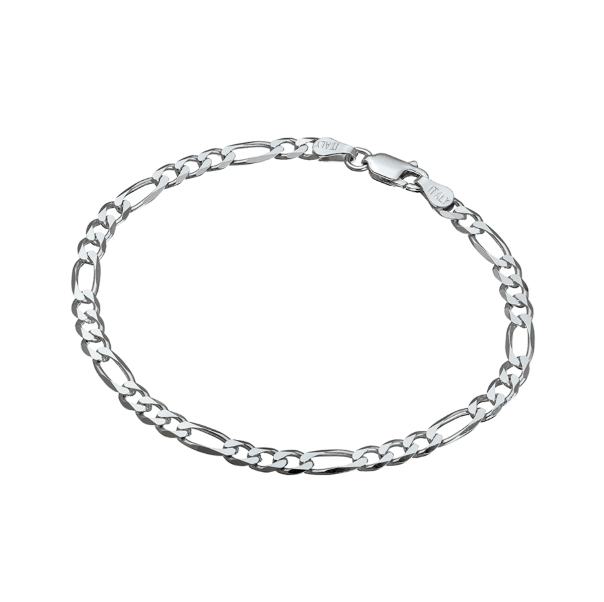 Ellison Solid Sterling Silver Figaro Bracelet - Caesar Loves Ava