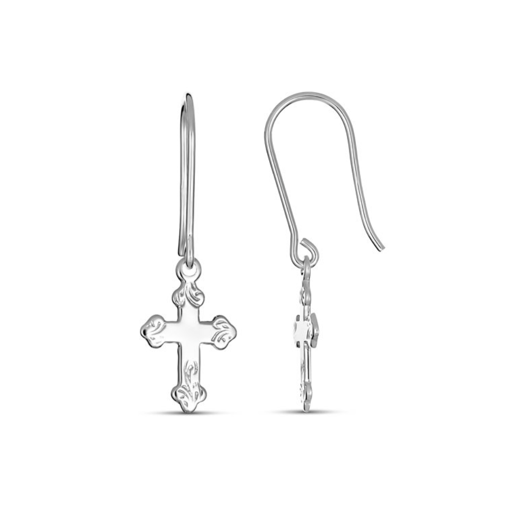 Lora Solid Gold and Sterling Silver Cross Drop Earrings | Caesar Loves Ava