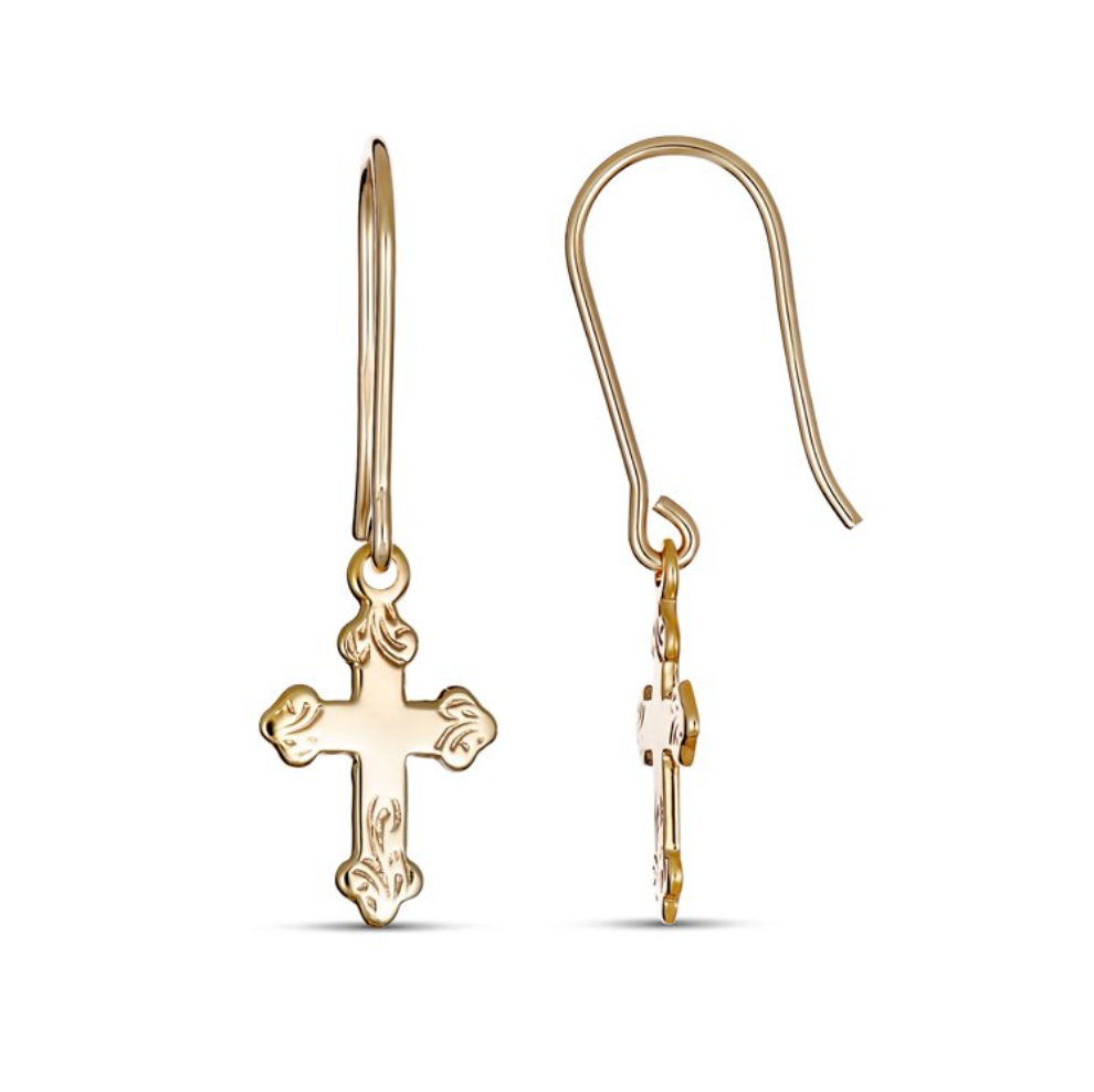 Lora Solid Gold and Sterling Silver Cross Drop Earrings - Caesar Loves Ava