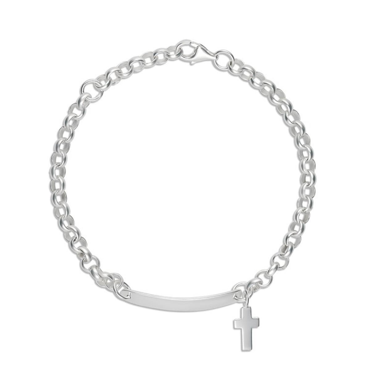 Billy Sterling Silver Belcher ID Bracelet with Cross Charm - Caesar Loves Ava