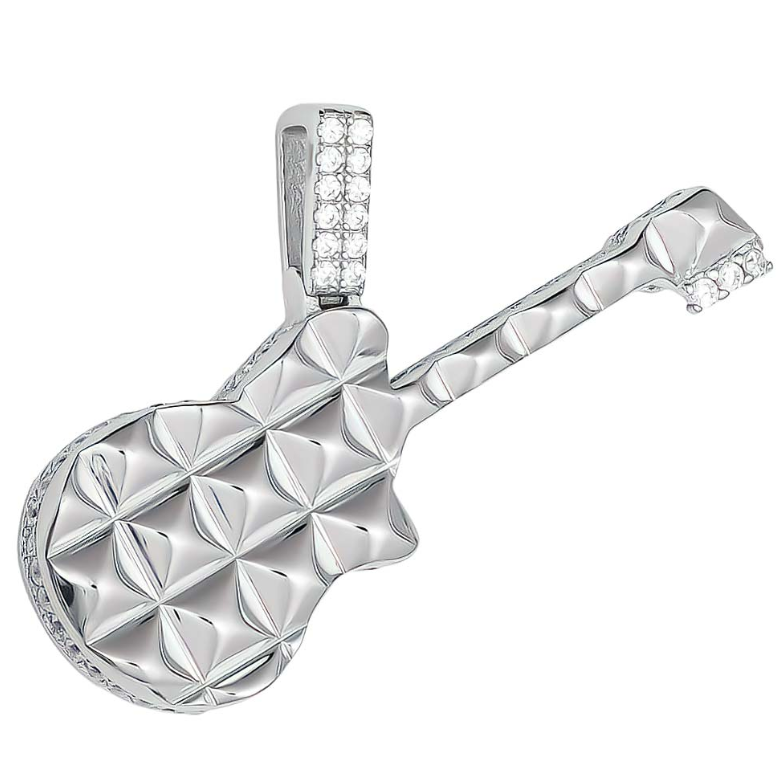 Elvis Dazzling Sterling Silver Guitar Pendant - Caesar Loves Ava