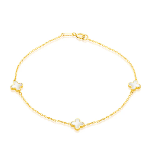Tamia Solid Gold and Clover Bracelet - Caesar Loves Ava