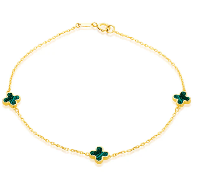Tamia Solid Gold and Clover Bracelet - Caesar Loves Ava