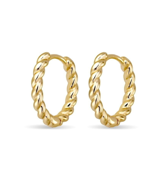 Lilou Silver Twist Hoop Huggy Earrings - Caesar Loves Ava