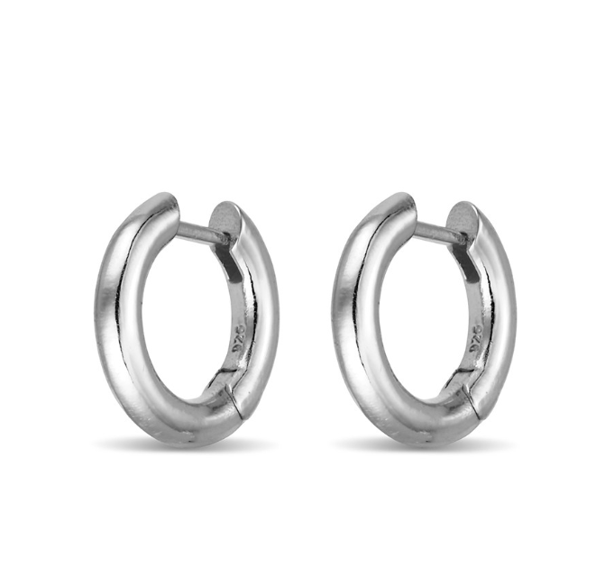 Aya Sterling Silver Rounded Solid Huggies - Caesar Loves Ava