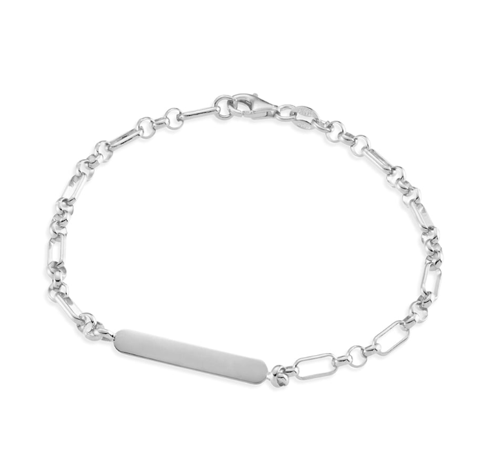 Toni Engravable Sterling Silver Mixed Link Bracelet - Caesar Loves Ava