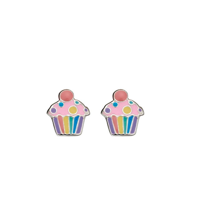 Claudia Sterling Silver and Enamel Cupcake Earrings - Caesar Loves Ava