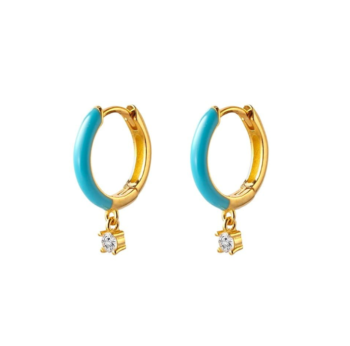 Quinn Sterling Silver and Enamel Hoops with Dazzling Charm - Caesar Loves Ava