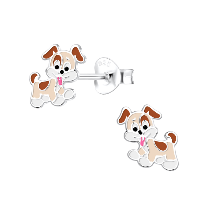 Pippa the Puppy Silver Stud Earrings - Caesar Loves Ava