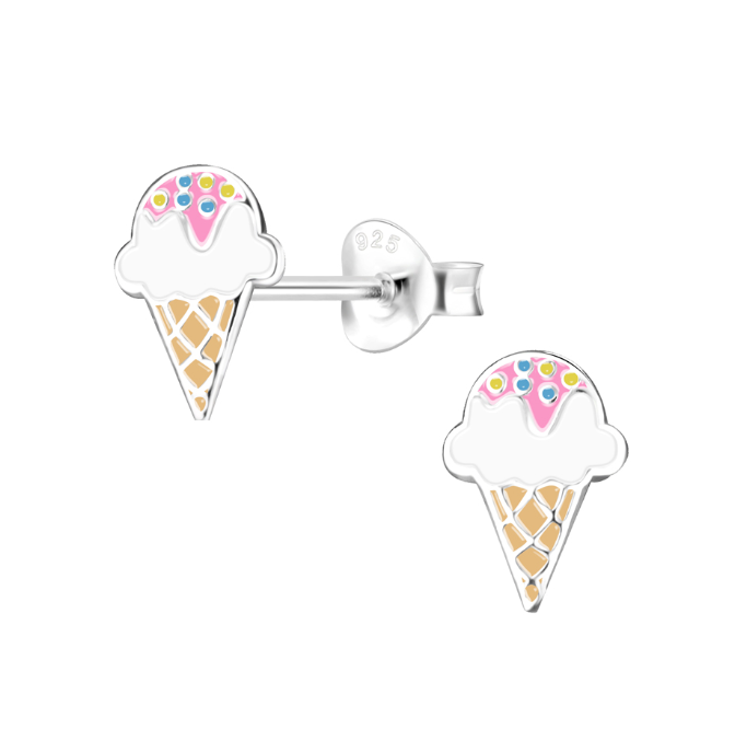 Ivy Silver Ice Cream on Cone Studs - Caesar Loves Ava