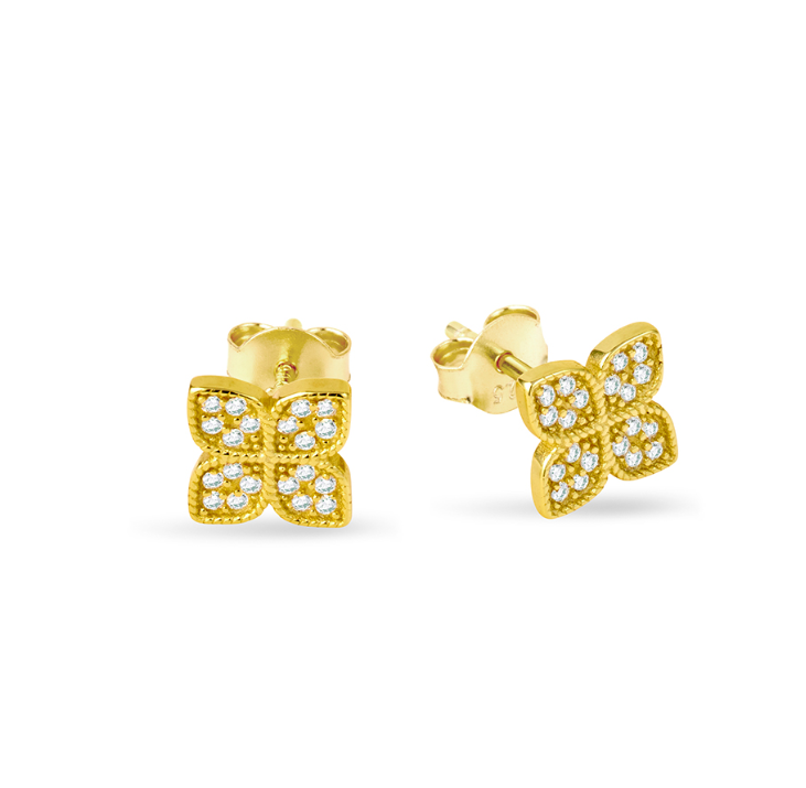 Calista Sterling Silver Dazzling Flower Studs