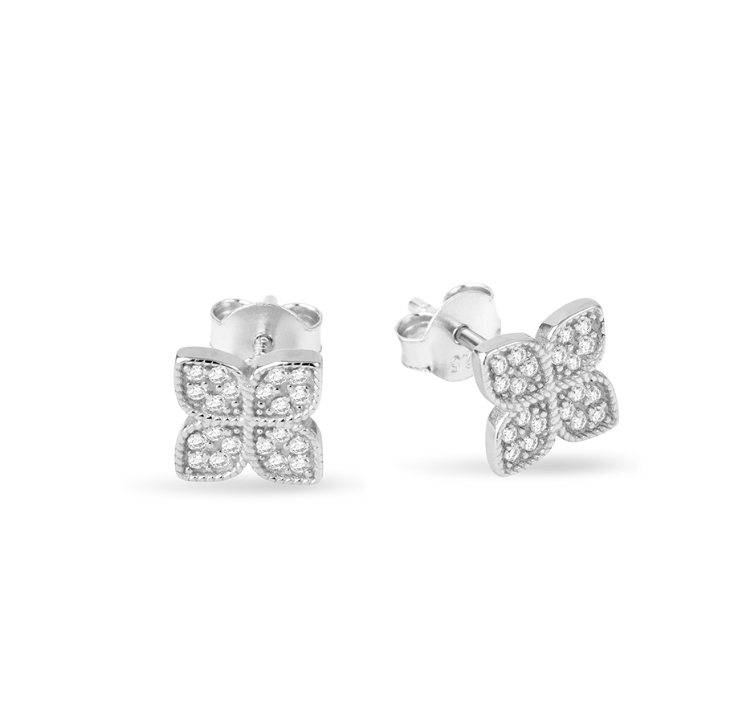 Calista Sterling Silver Dazzling Flower Studs