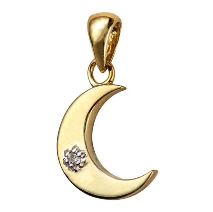 Nadia Yellow Gold and Diamond Moon Pendant