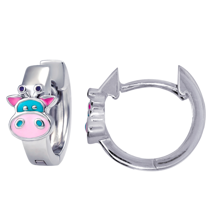 Neva Sterling Silver and Enamel Cow Huggies