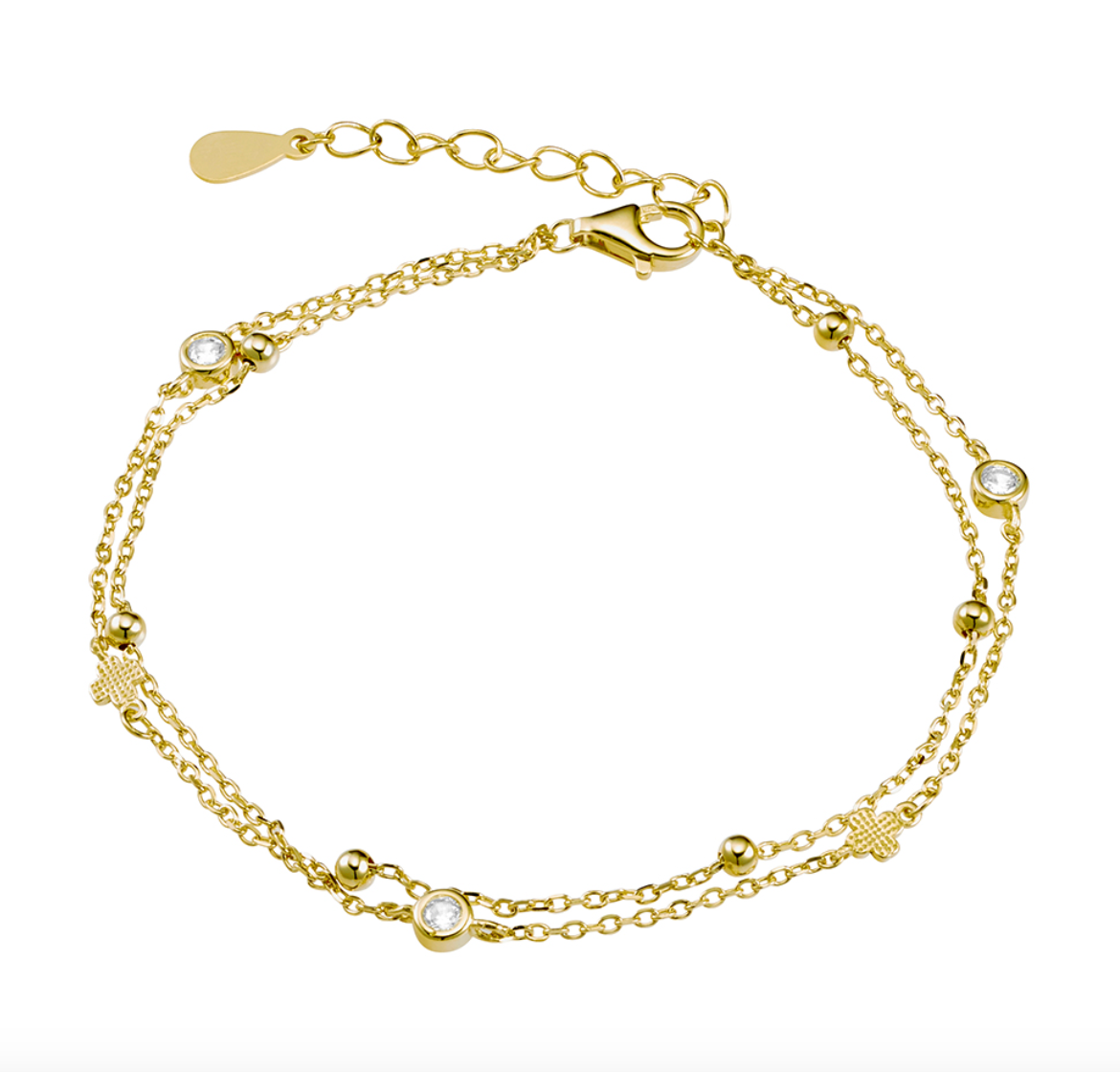 Abigail Sterling Silver Cubic Zirconia and Cross Multi Strand Bracelet - Caesar Loves Ava