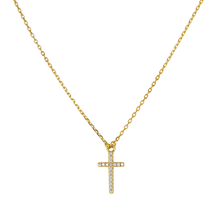Bernice Sterling Silver and Cubic Zirconia Cross Necklace - Caesar Loves Ava