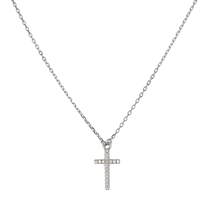 Bernice Sterling Silver and Cubic Zirconia Cross Necklace - Caesar Loves Ava
