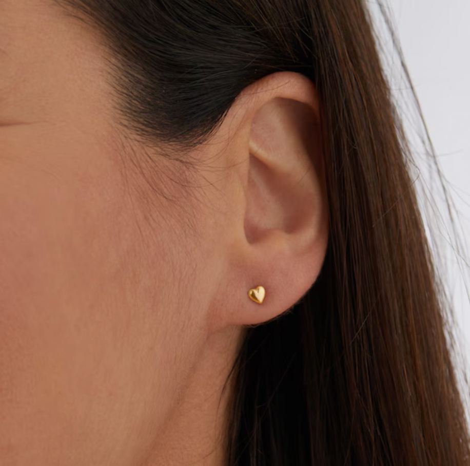 Harley Solid Gold Puff Heart Stud Earrings