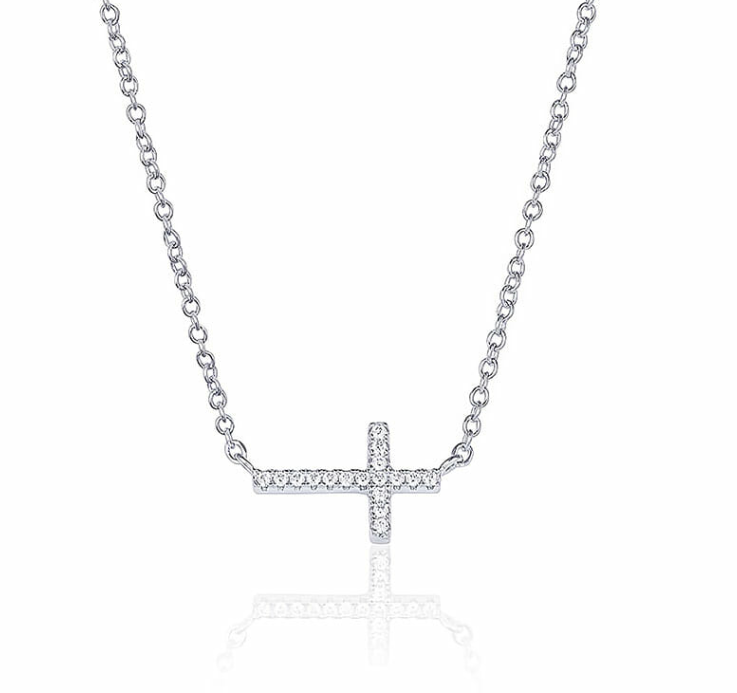 Willow Sterling Silver Sideways Cross Necklace - Caesar Loves Ava