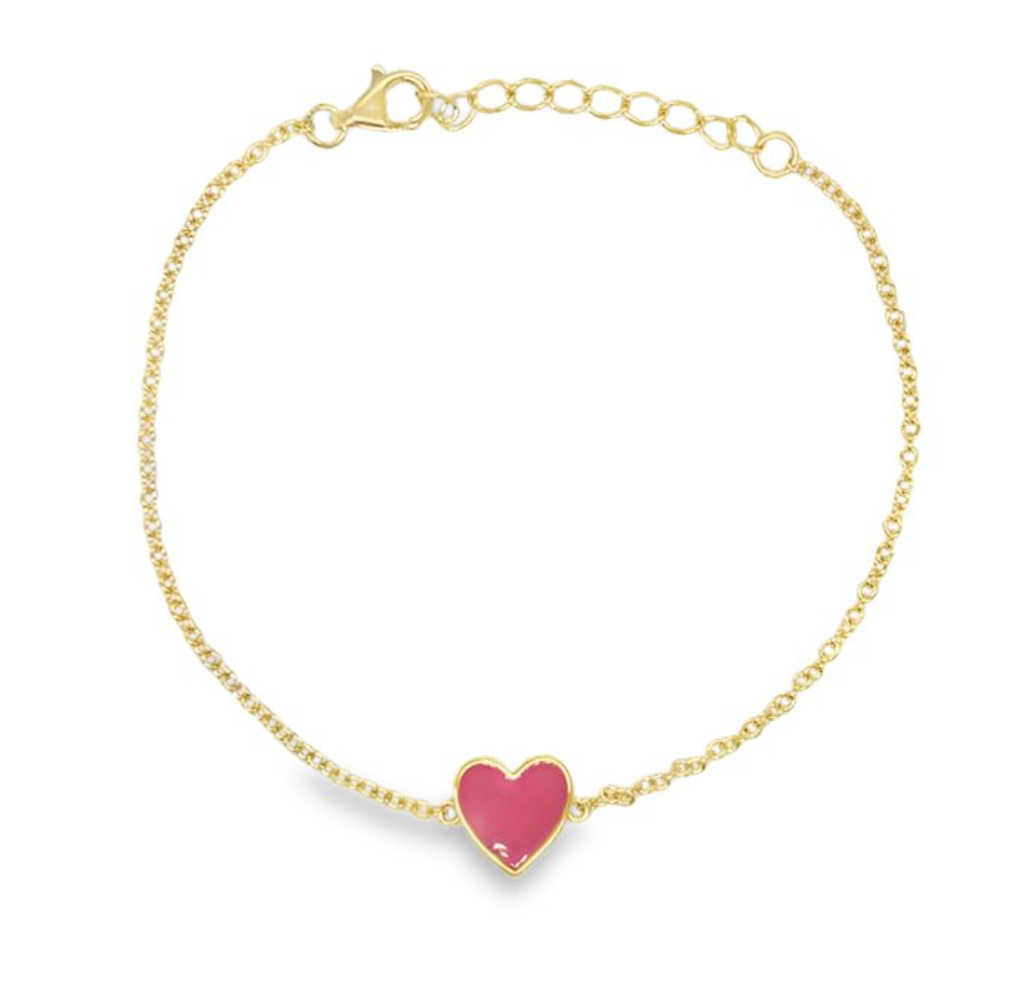 Trixie Sterling Silver Heart Enamel Children's Bracelet - Caesar Loves Ava
