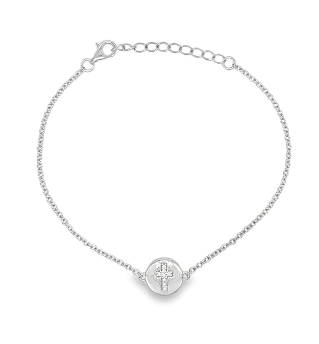 Ollie Sterling Silver and Cubic Zirconia Cross Bracelet - Caesar Loves Ava