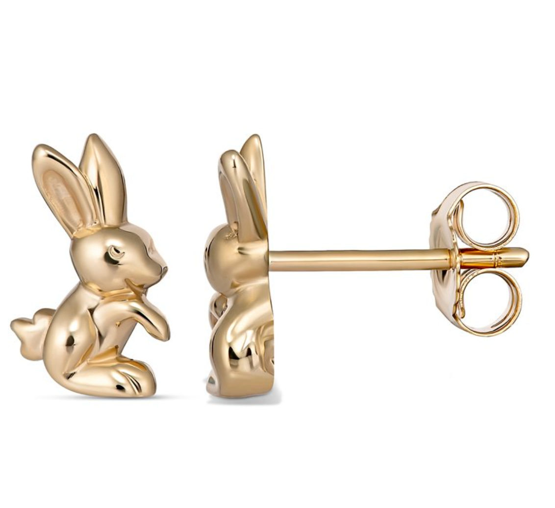 Lottie Solid Gold Bunny Rabbit Stud Earrings - Caesar Loves Ava