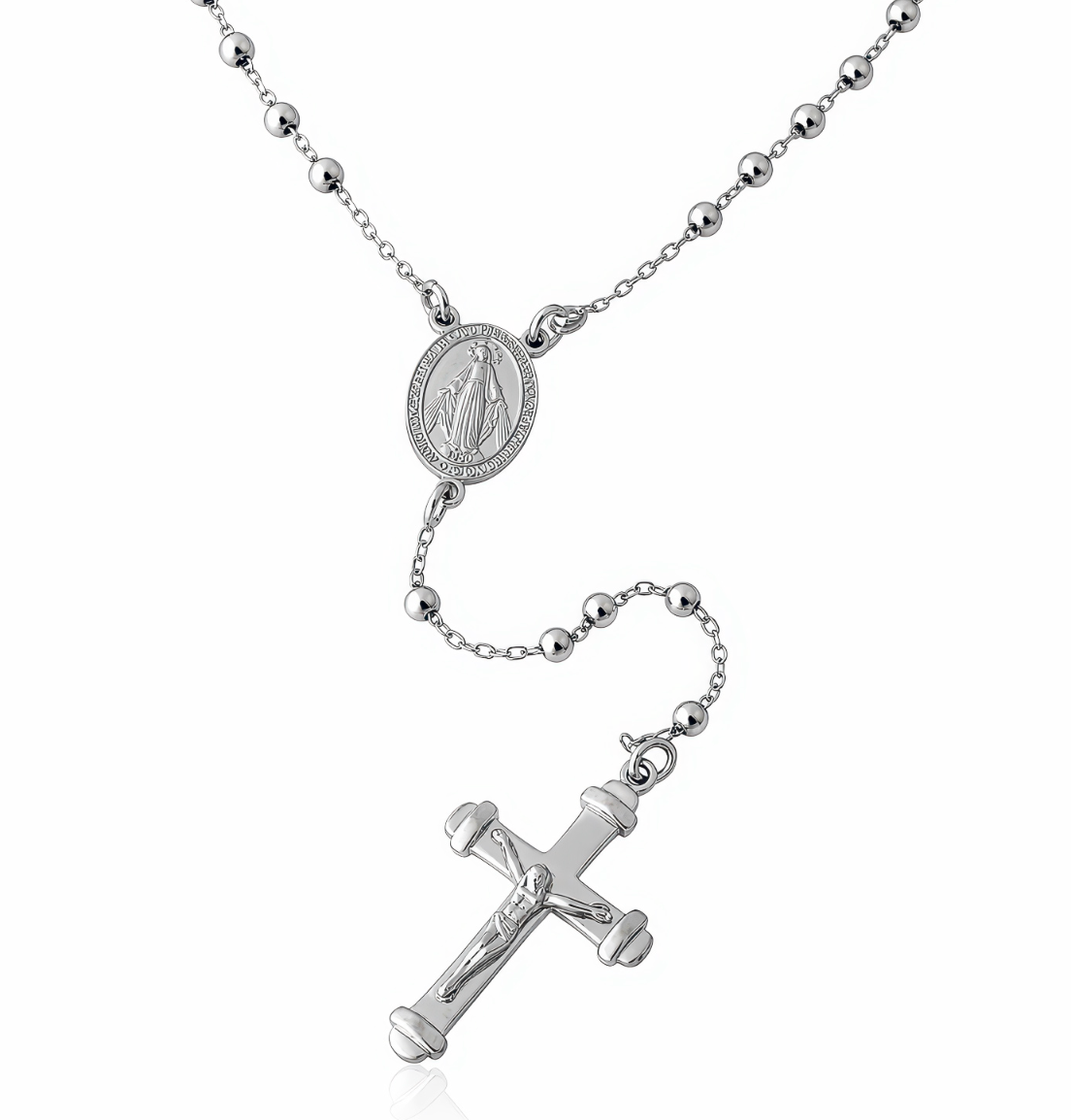 Noel Sterling Silver Rosary Necklace - Caesar Loves Ava
