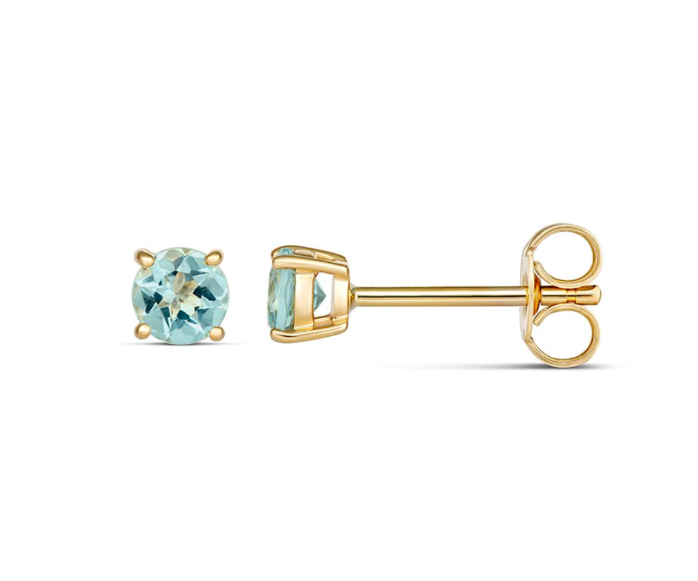 Yellow Gold and Genuine Gemstone Birthstone Studs - Caesar Loves Ava