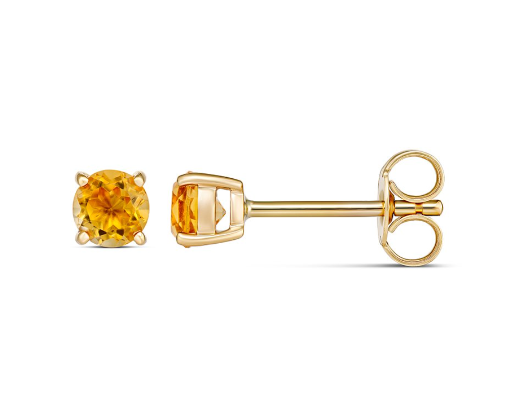 Yellow Gold and Genuine Gemstone Birthstone Studs - Caesar Loves Ava