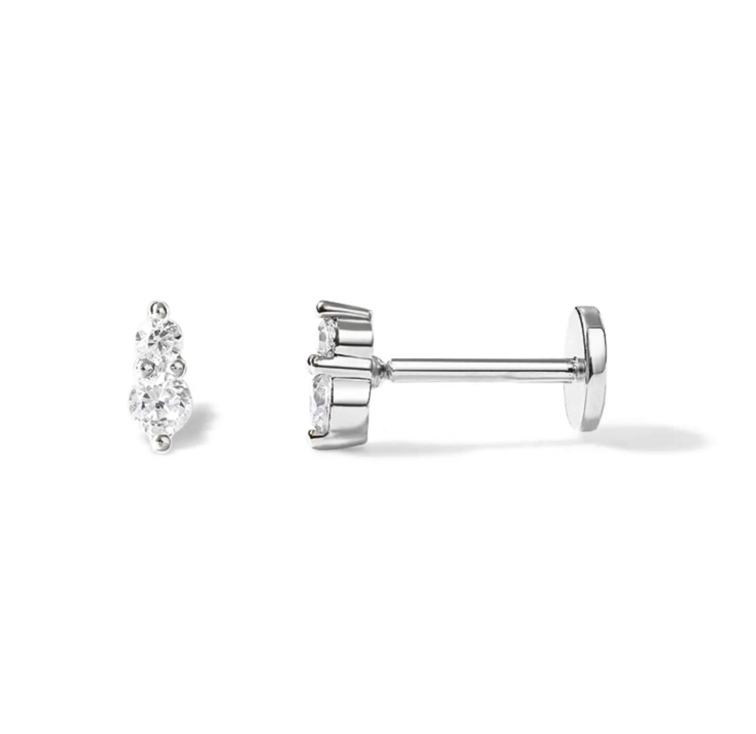 Novo Sterling Silver Double Dazzle Single Earring