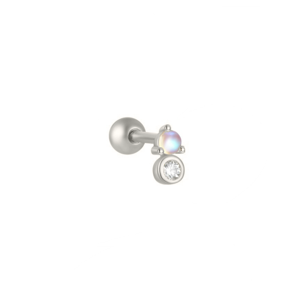 Nyx Sterling Silver and Opalite Ball Back Single Earring